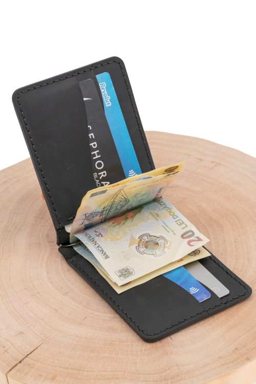 Portofel buletin cu agrafa bancnote - piele pull-up