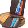 portofel buletin agrafa bancnote piele tabacita vegetal tempesti maro handmade tudorAce